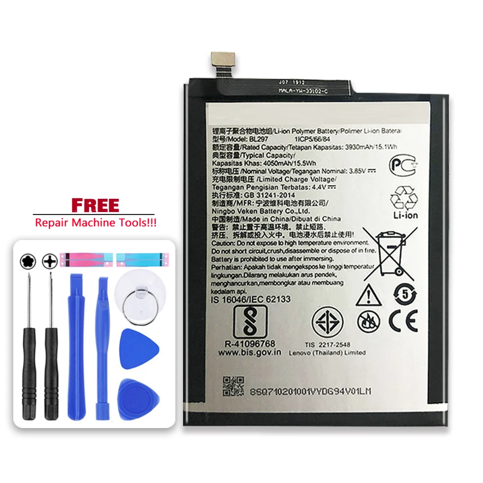 

Bateria 4050mAh Batterie BL297 Battery For Lenovo K5 Pro K5Pro L38041 Z6/Z6 Lite Z6Lite High Capacity Replacement Battery +Tools