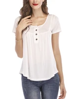 women clothing streetwear button loose short sleeved t shirt top casual short cotton women fashion tops shirts for women
