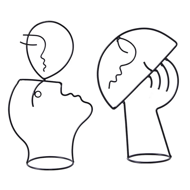 

Современная декоративная фигурка, металлическая декоративная статуя для лица, абстрактное украшение для дома, скандинавский орнамент для ...