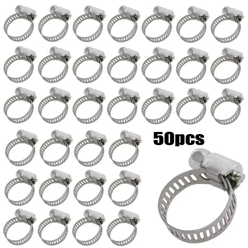 

50Pcs 1/2"-3/4"Adjustable Stainless Steel Drive Hose Clamps Fuel Line Worm Clips Hose Clamps Clips Cooling System Accessories