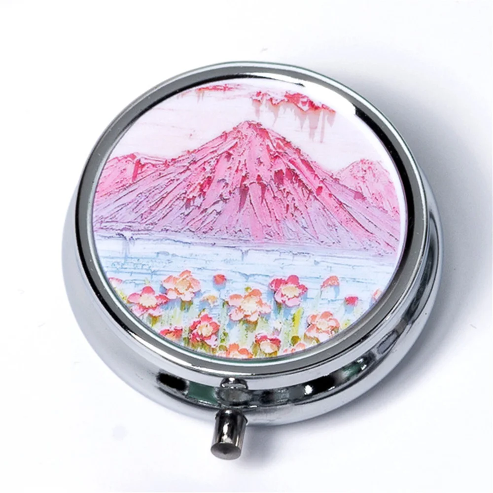 

Металлический круглый контейнер для таблеток 3 отсека