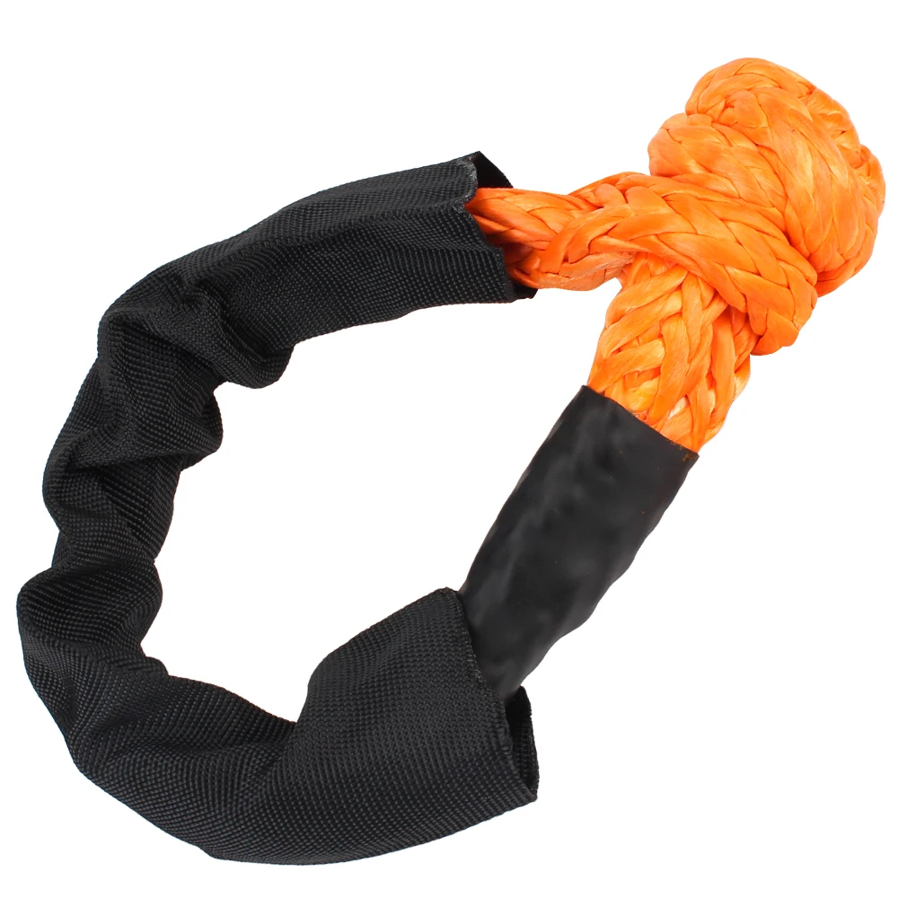 

For Vehicle Recovery Synthetic Fiber Car Trailer Pull Rope 38000 lbs Soft Shackle Off Road Towing Ropes with Protective Sleeve