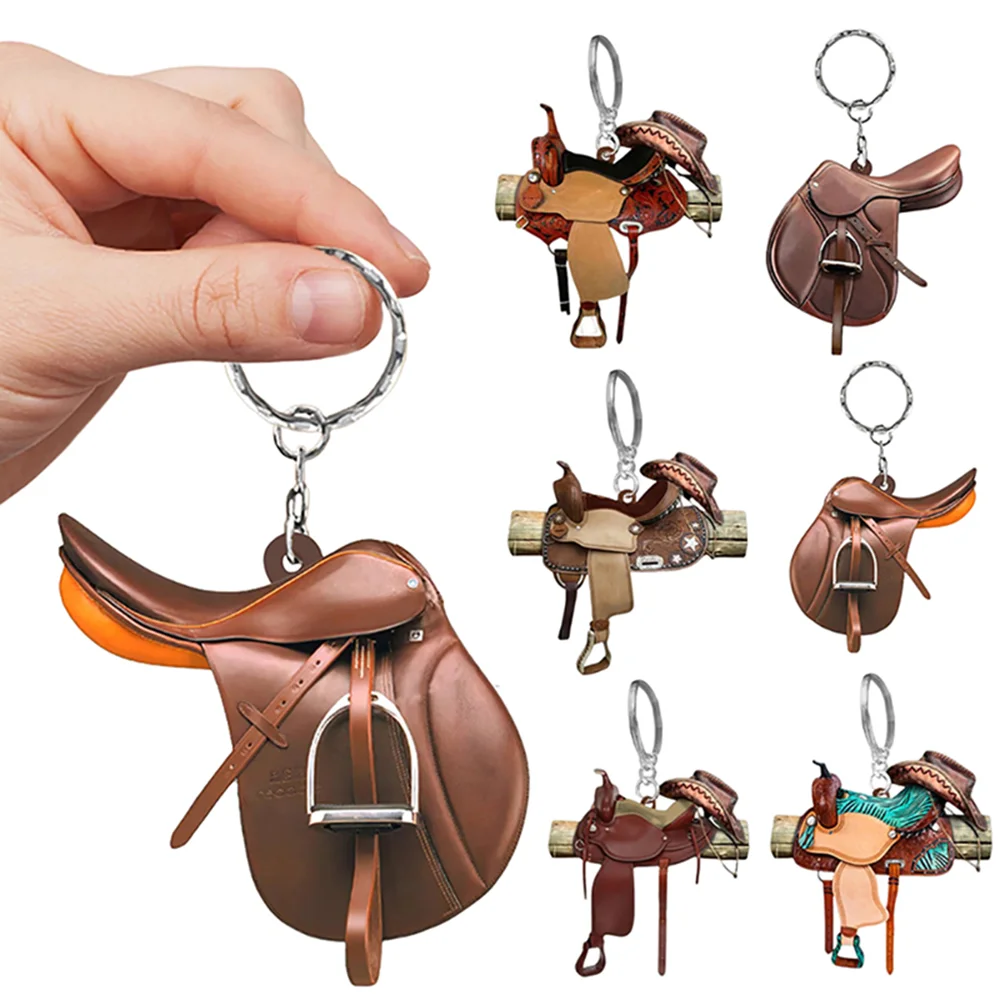Western Cowboy Saddle Keychain Pendant Pendant Key Ring For Men Women Birthday Gifts Business Gift Key Accessories Keys Holder