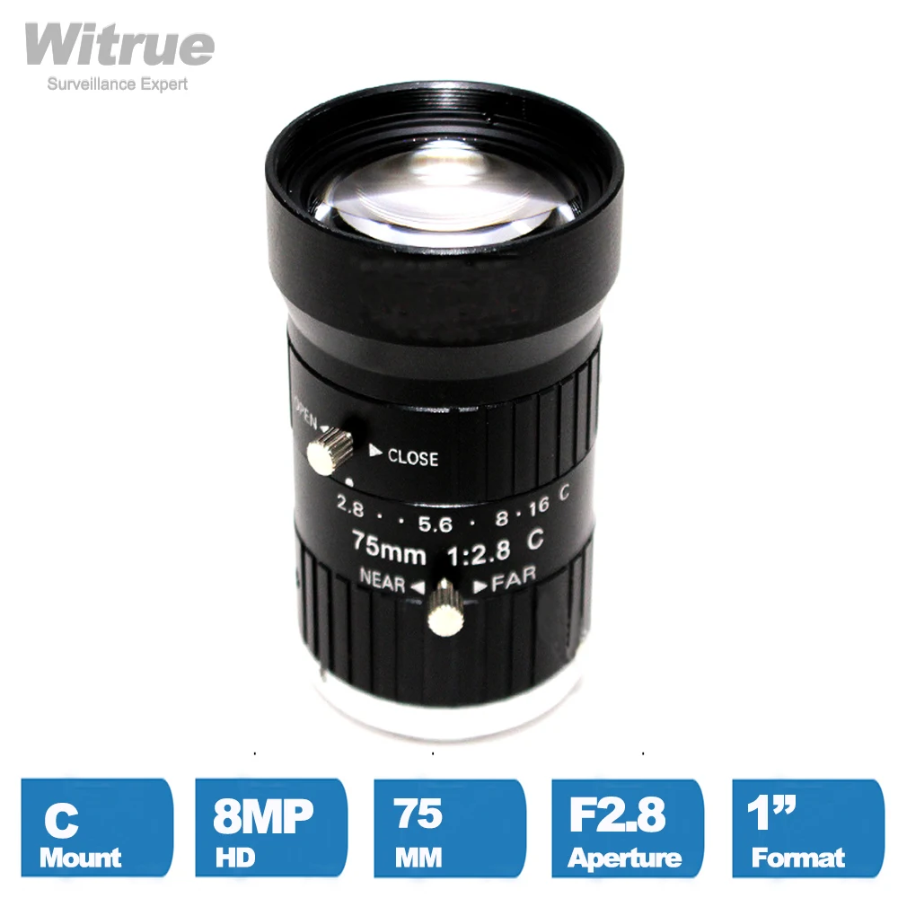 Объектив камеры видеонаблюдения 8MP 75 мм с креплением CS ручной производитель диафрагма F2.8 диафрагма 1 дюйм формат изображения камера безопасности промышленный объектив