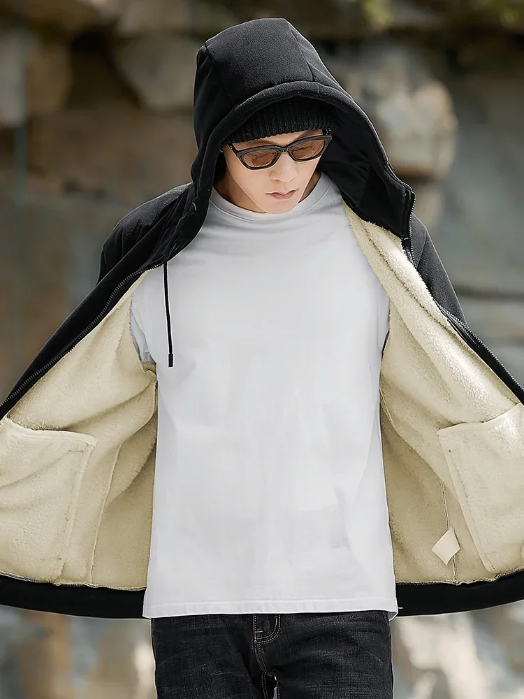 Зимняя мужская куртка с флисовой подкладкой утепленные пальто уличная