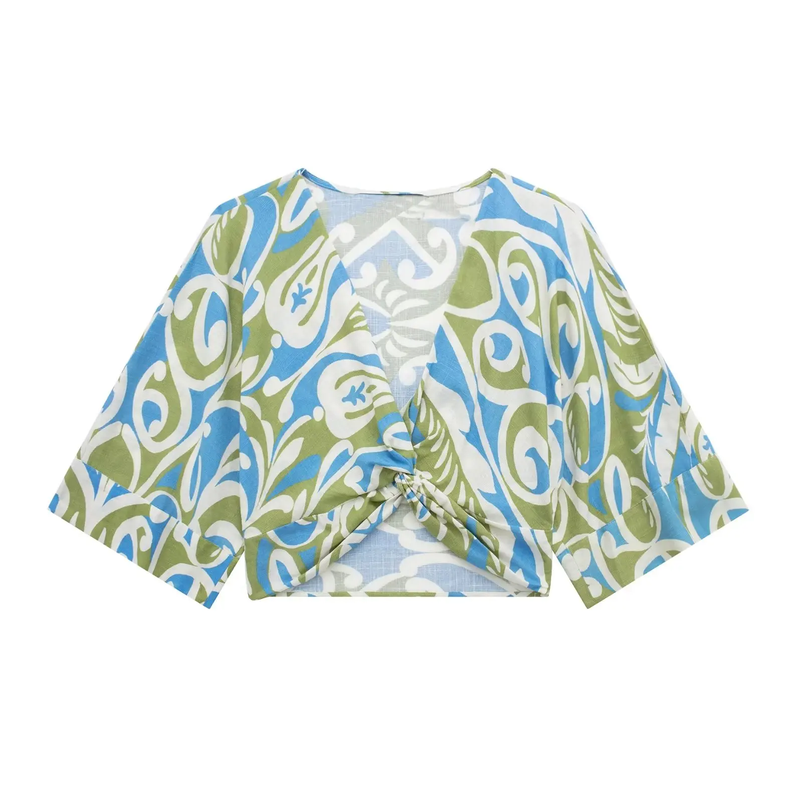 

Женская винтажная рубашка с V-образным вырезом и длинным рукавом