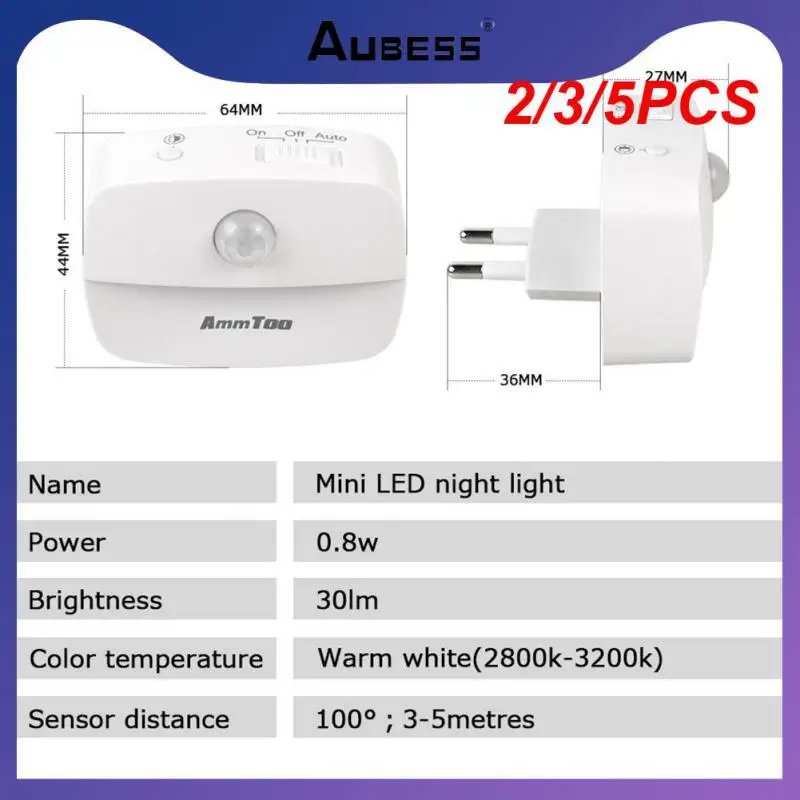 

2/3/5PCS Wall Lamp Warm /cold/ White Pir Motion Sensor Eu Plug Smart Motion Sensor Night Light Night Lamp