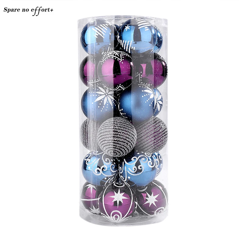

24pcs/6cm Blue Purple Christmas Ball Artificial Christmas Tree Hanging Ball Christmas Decorations for Home