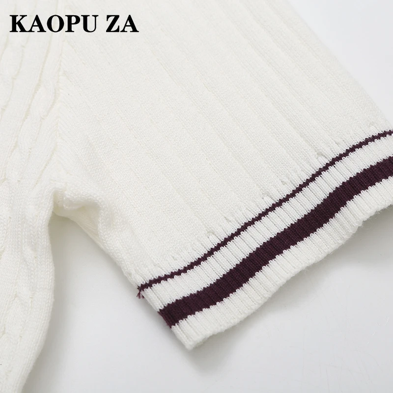 Женский полосатый свитер-поло KAOPU ZA вязаный пуловер с коротким рукавом в стиле