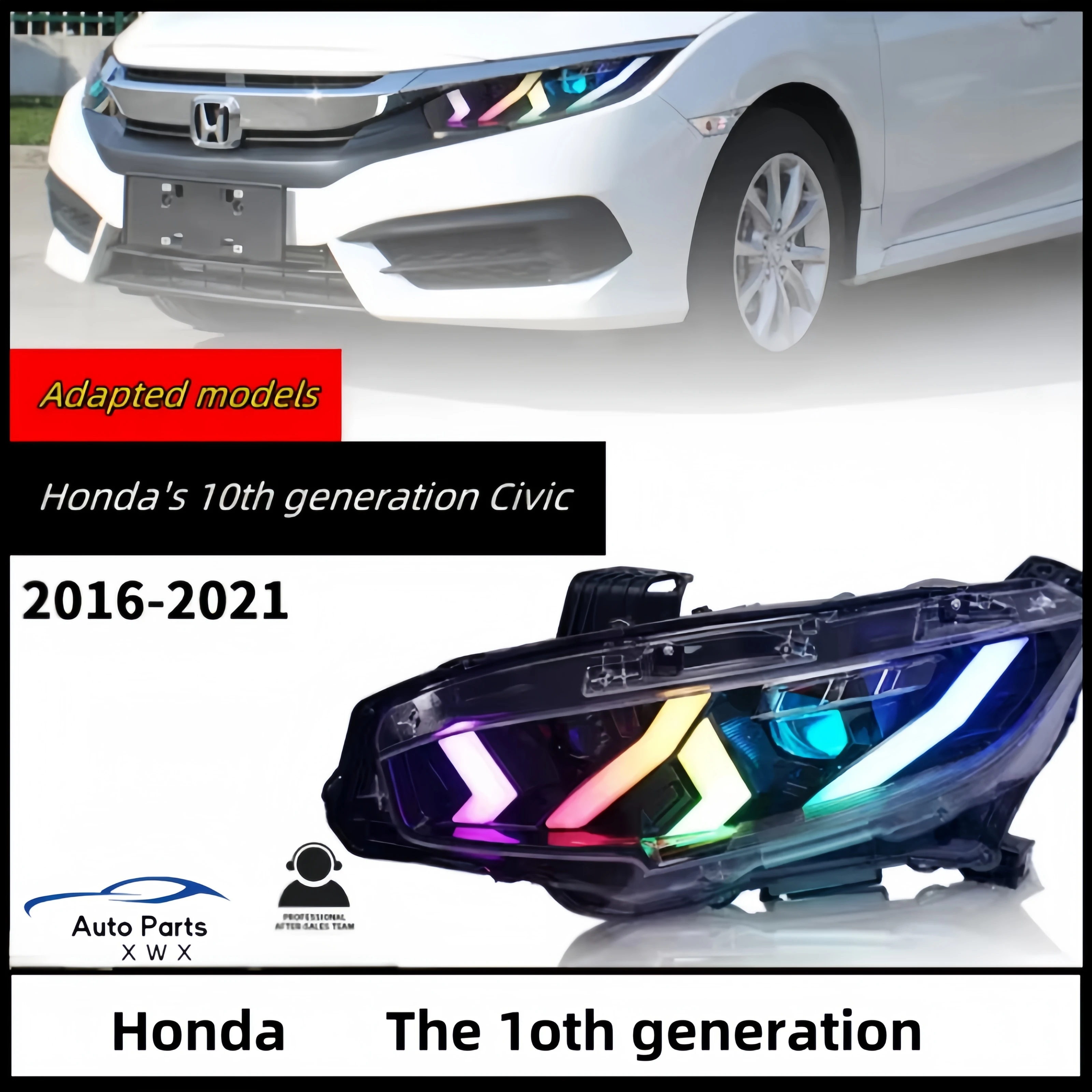 Автомобильные фары для Honda 10-го поколения Civic модернизация RGB неразрушающая