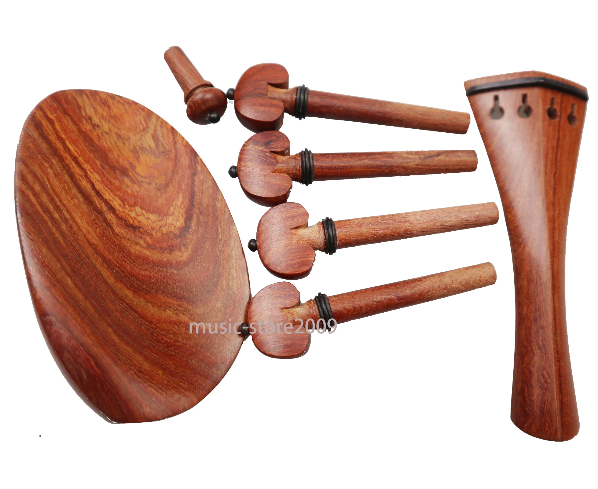 Enlarge Rosewood Violin Accessories Chinrest Pegs Taipiece/Endpin Full Size 4/4 Violin Fittings Parts, Middle Type