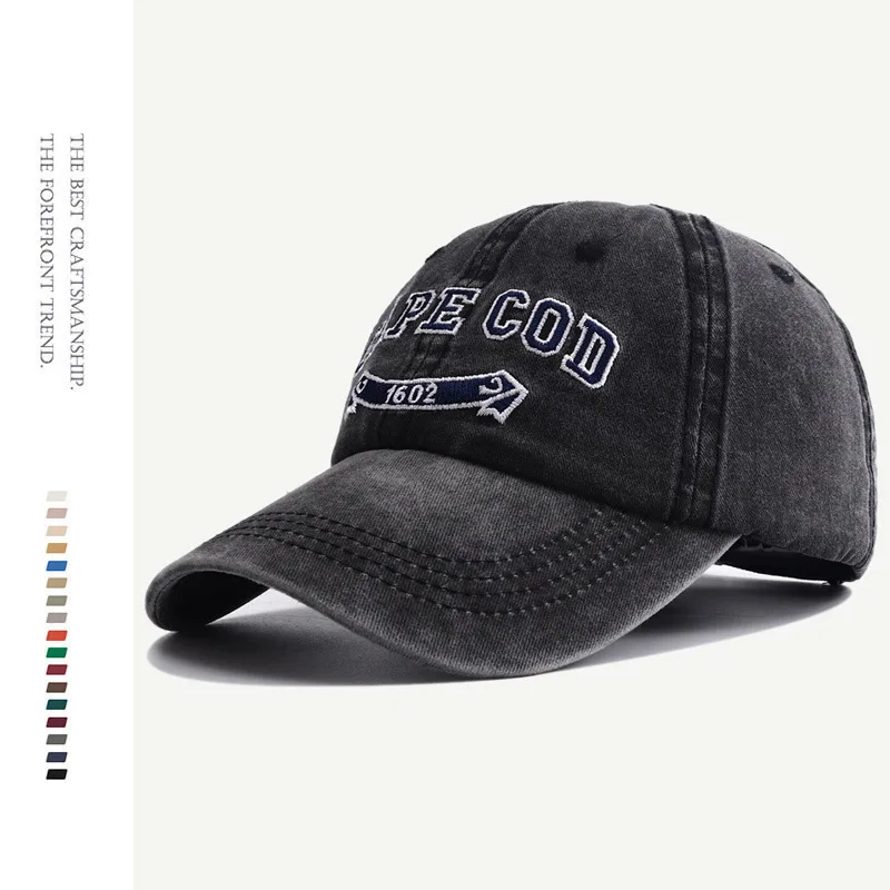 Gorra de béisbol de mezclilla lavada para hombre, sombrero con Cierre trasero, estilo Hip Hop, bordado de letras, ajustada, 2022