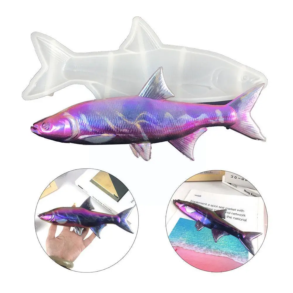 

New Diy Fish Hanging Resin Mold White Silicone 3d Half Wall Three-dimensional Hanging Decoration Ocean Shark Mold P1k7