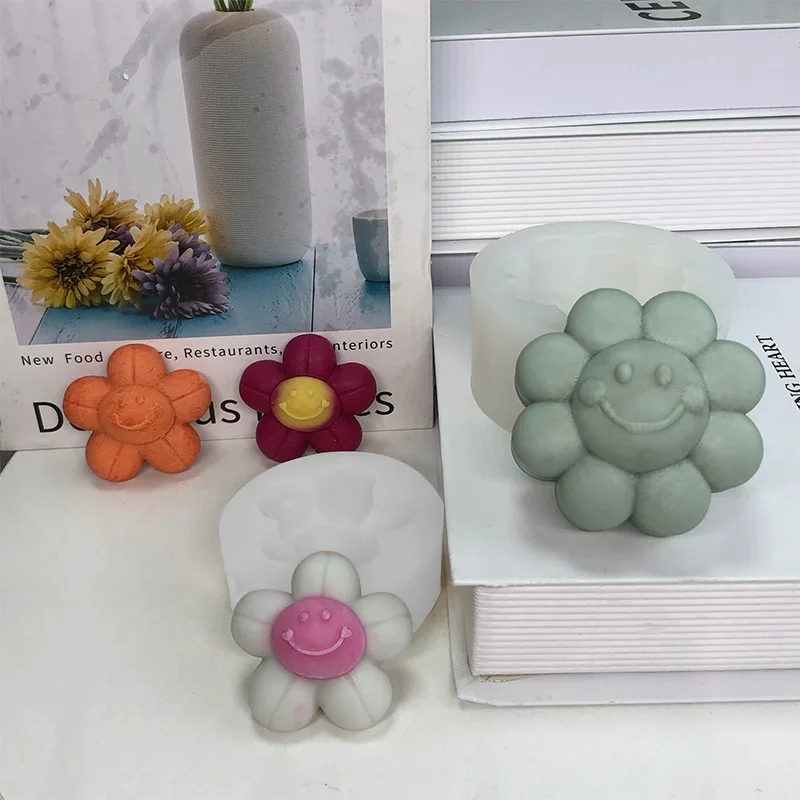 Милый цветок Свеча со смайликом силиконовая фотоформа мыло ароматерапия