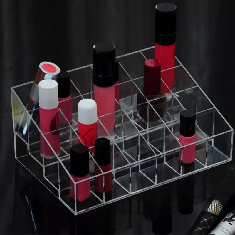 

Grid Acrylic transparent Makeup Organizer Storage Box Drill polish lipstick Nail organizer Cosmetic Jewelry Box Holder
