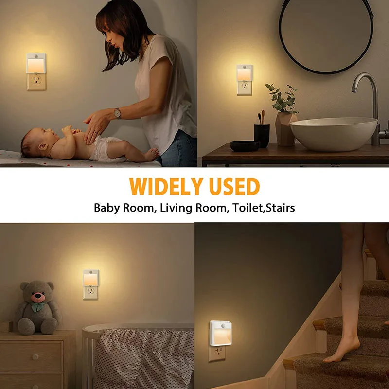 

Night Light With Motion Sensor EU Plug In Dimmable Cabinet Light For Baby Bedside Bedroom Corridor Wireless Night Lamp Lighting