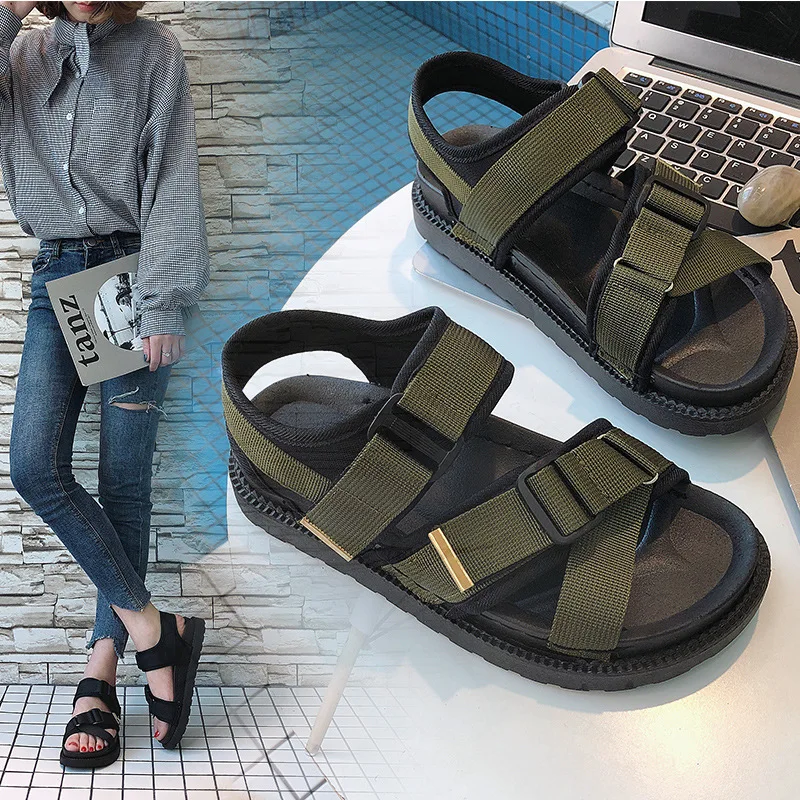 

Thick-soled Outdoor Velcro Sandals 2022 Summer New Student Open-toed Casual Women's Shoes All-match Beach Shoes Can Be Wholesale
