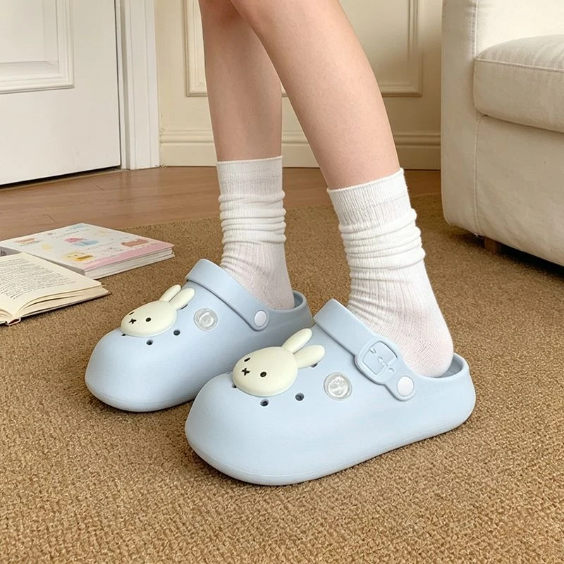 Кавайные сандалии-клоги Miffy для женщин с толстой подошвой, поддержкой свода стопы, противоскользящие, с мультяшным дизайном, пляжные шлепанцы для летнего отдыха на море, новинка. (art.: 3920dcd6520d9) - 3920dcd6520d9