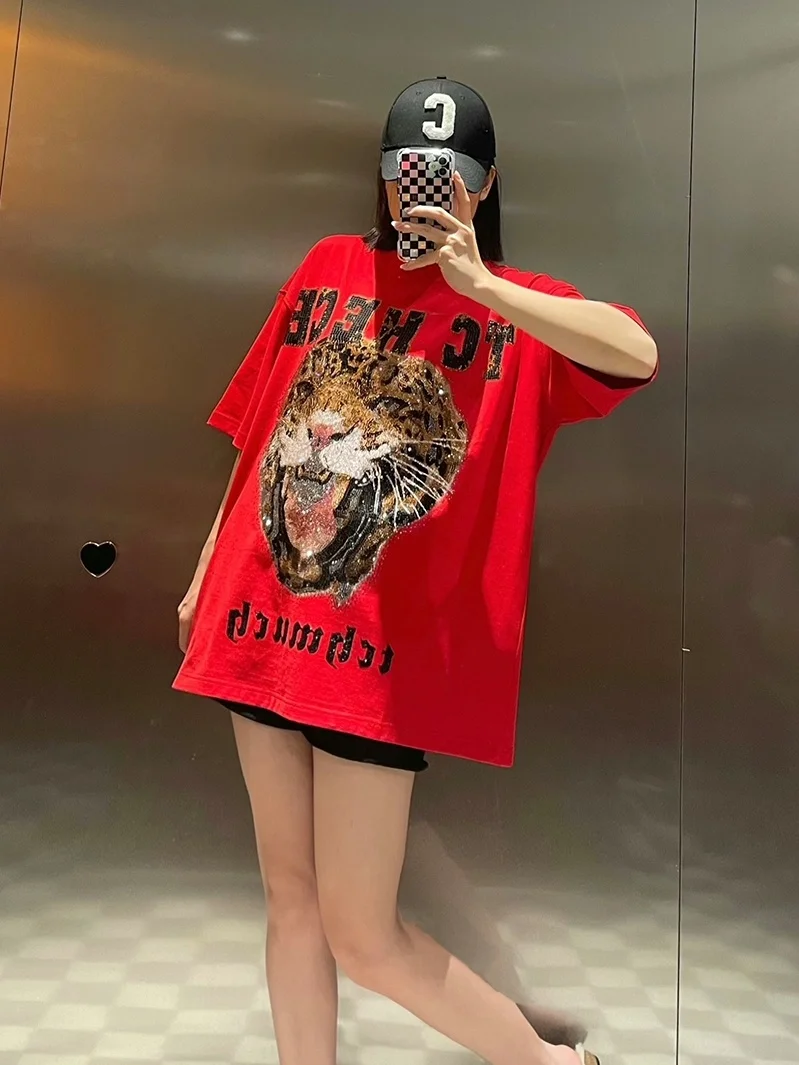 Лидер продаж Роскошная красная футболка с коротким рукавом для мужчин и женщин