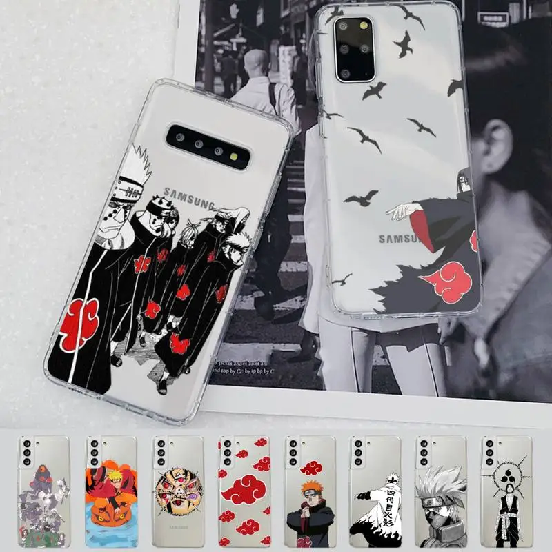 

Bandai Naruto Akatsuki Team Phone Case for Samsung S20 S10 lite S21 plus for Redmi Note8 9pro for Huawei P20 Clear Case