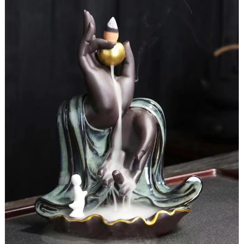 

Керамическая курильница Backflow для украшения дома, буддистская ручная курильница, водопад, рефлюкс, украшение для чайного дома