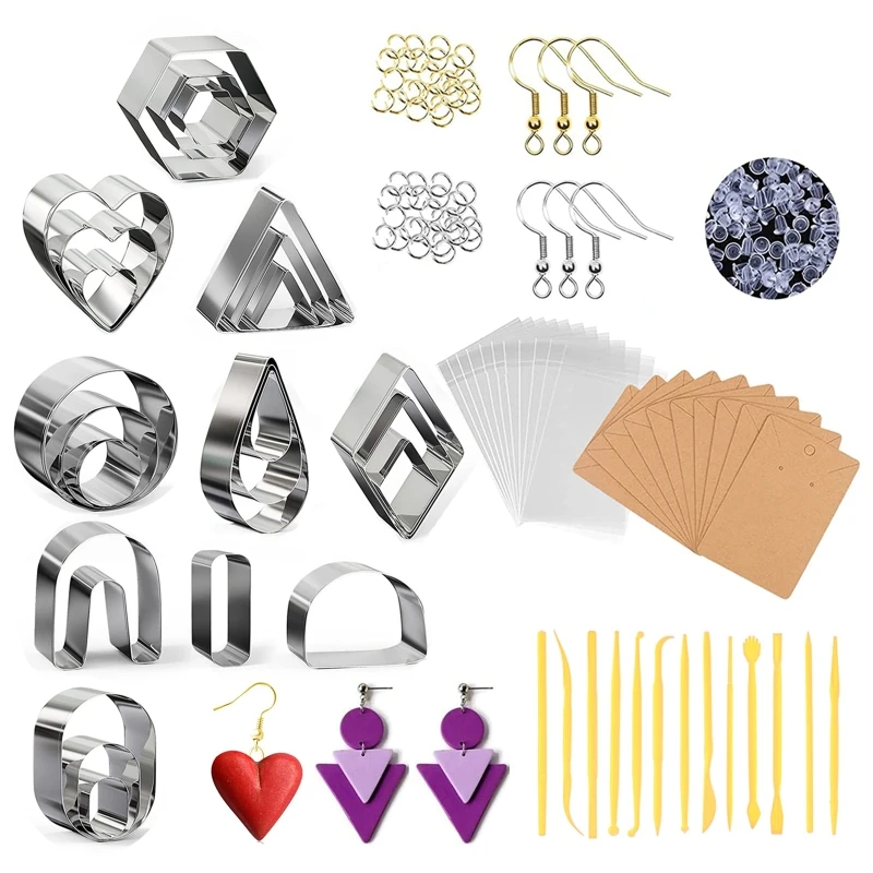 

Polymer Clay Cutters 178pcs with Polymer Clay Carved Knives Kit Accessory for Stainless Steel Jewelry Earring Making