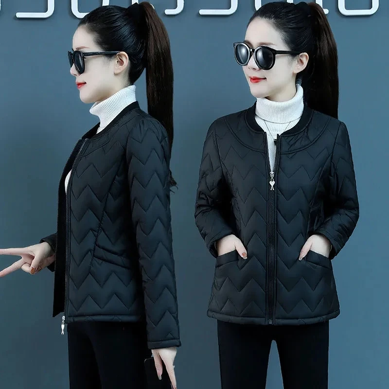 Padded Jacket Womens 2022 Autumn Winter New Fashion All-match Casual Small Down Cotton Coat Women Light Thin Large Size Parkas