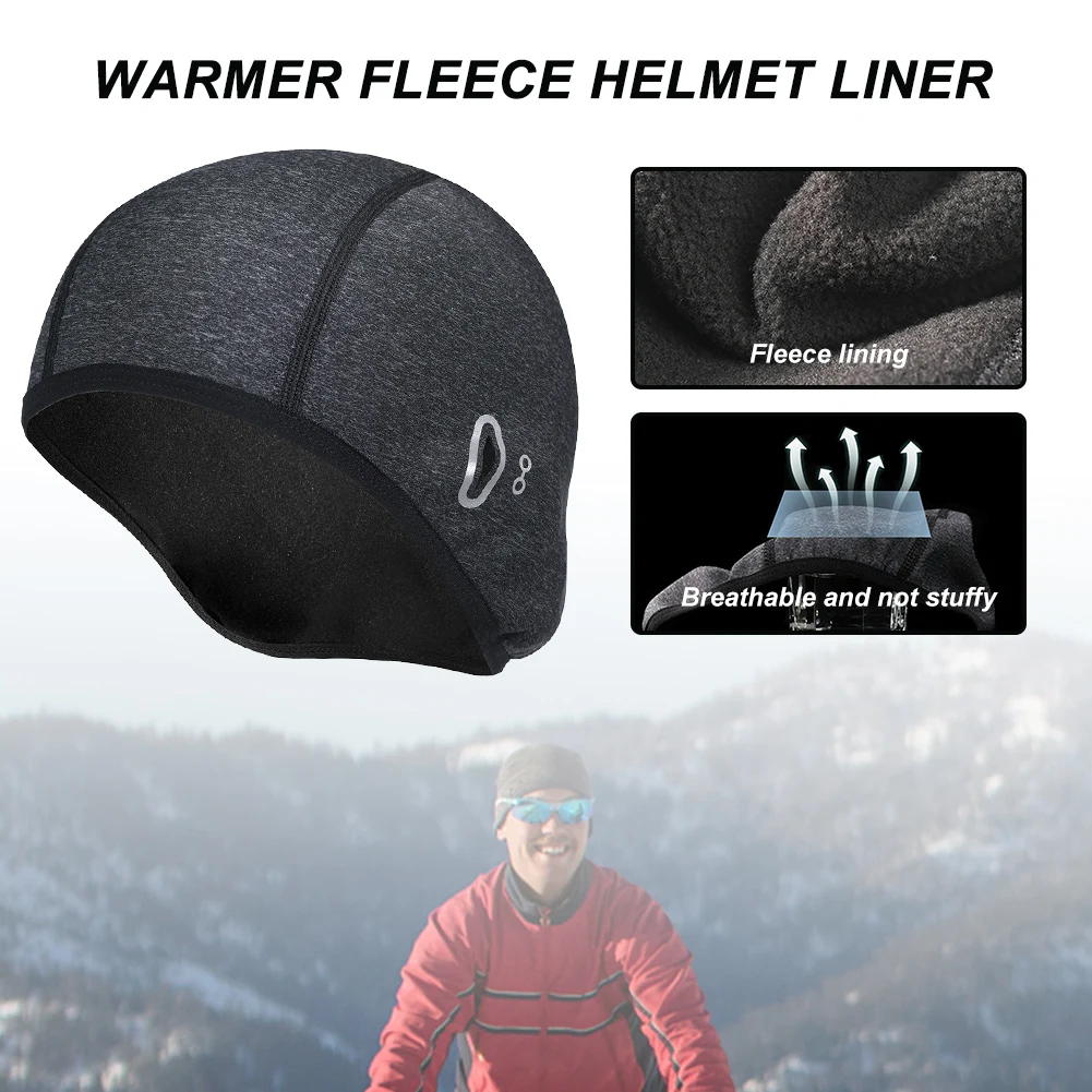 

Warm Helmet Liner Winter Skull Cap Thermal Running Beanie with Ear Covers
