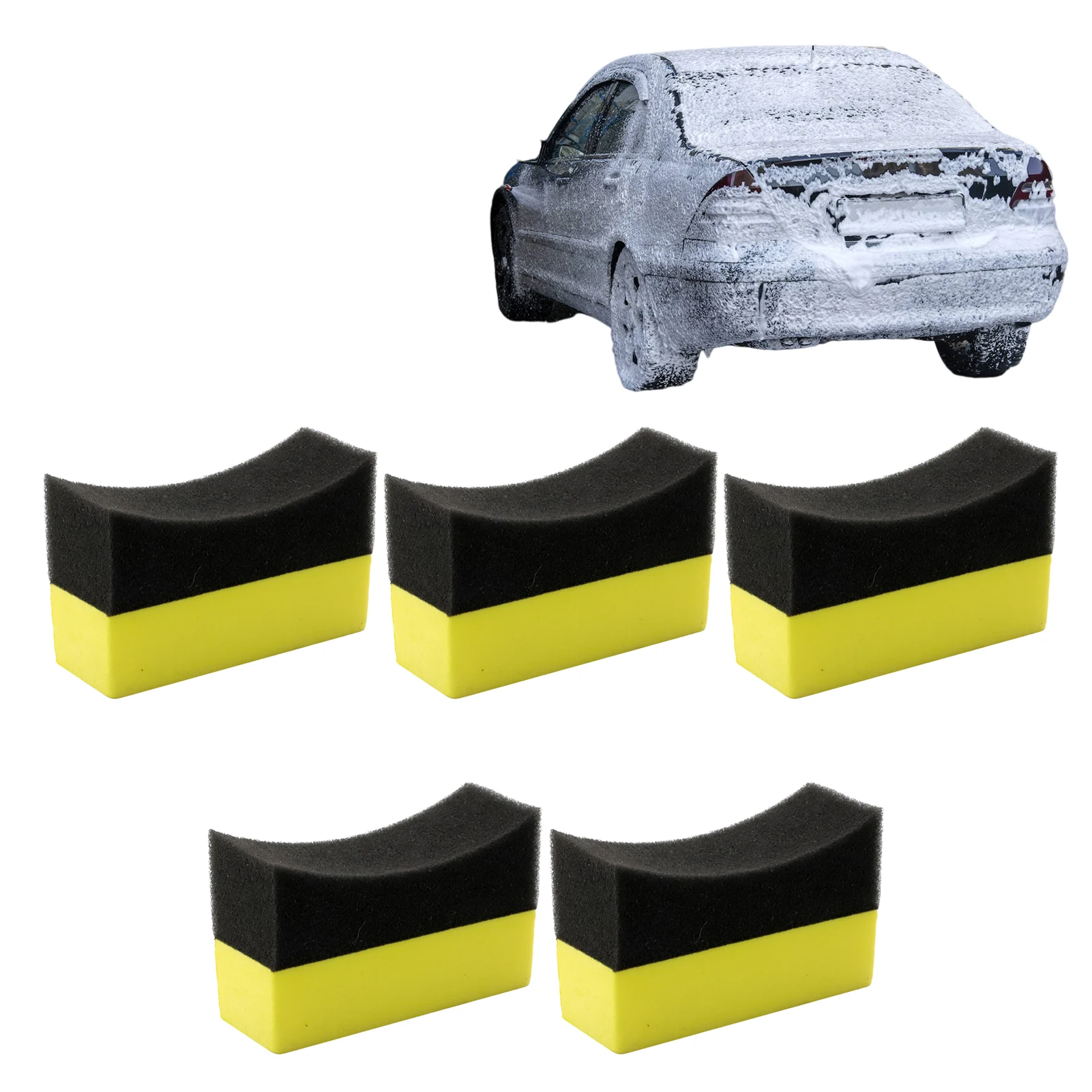 

5Pcs Car Wheel Washer Curved Foam Sponge Professional Tire Shine Applicator Auto Tyre Dressing Applicator Car Foam Sponge Pads