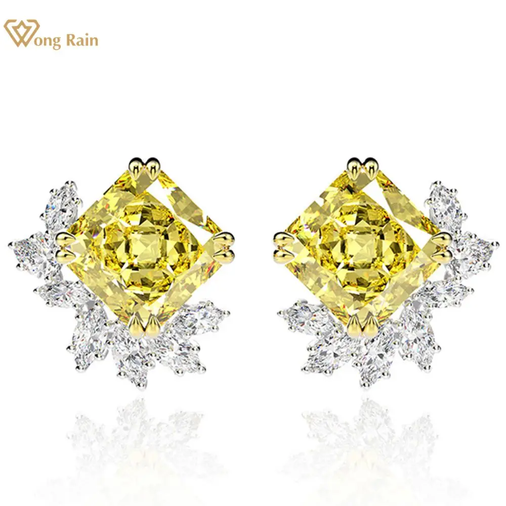 

Wong Rain 925 Sterling Silver Crushed Ice Cut Citrine Emerald High Carbon Diamonds Ear Studs Earrings Fine Jewelry Wholesale