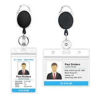 waterproof transparent plastic badges holder with badge reel id card holder pocket credit entrance pass seal card bag