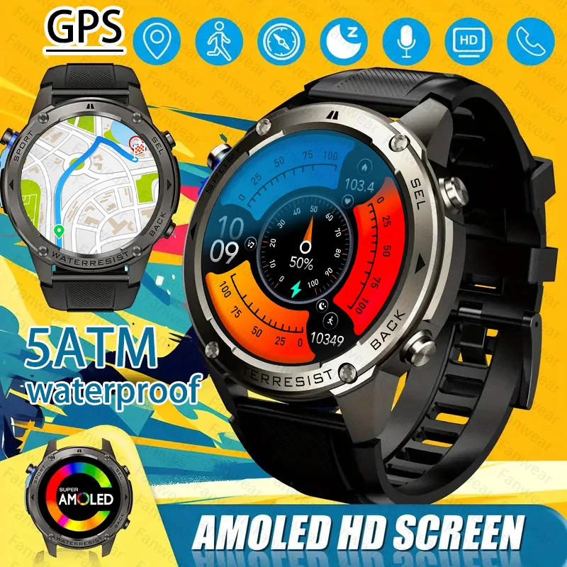 Фото Fanwear GPS Смарт-часы Компас Высота Давление воздуха Плавание Триатлон Таймер 10 АТМ Водонепроницаемый 170+ Спортивный режим Автоматический запись №1