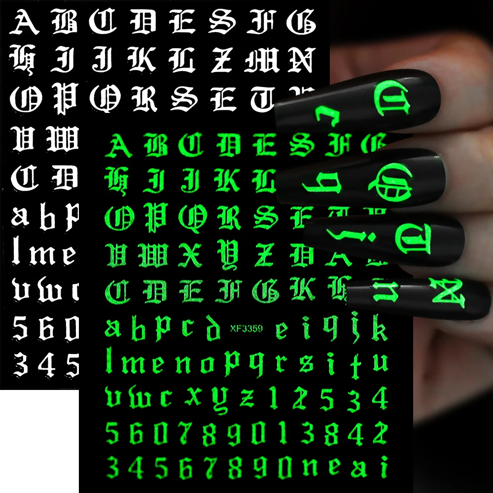 

1pc Retro Alphabet Letter Design Nail Art Stickers 3D 26 English Alphabet Number Decal Sliders Nail Art Decoration Manicure Tool