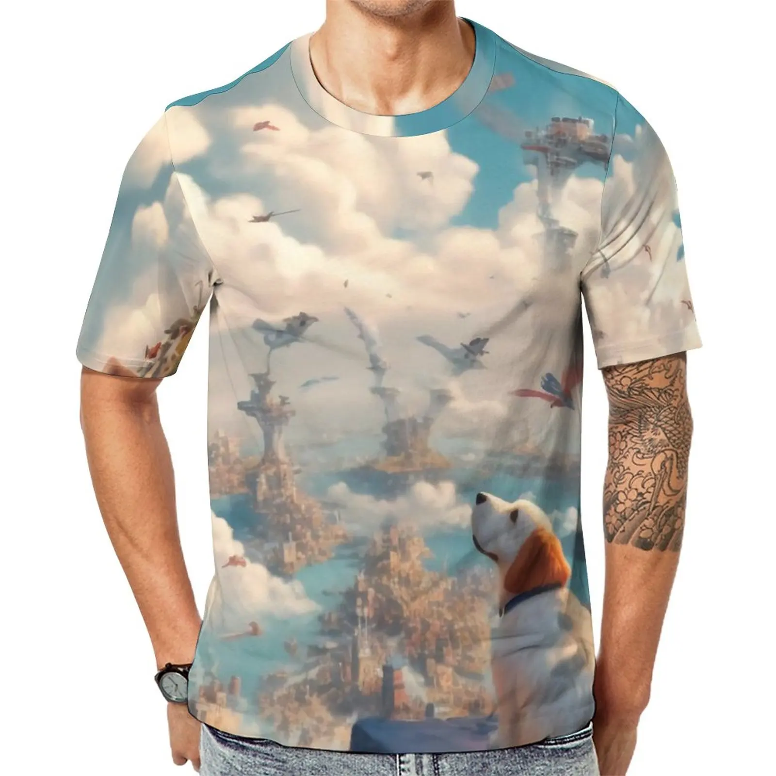 

Мужская футболка с рисунком собаки, оригинальная трендовая футболка с 3D рисунком животных, Одежда большого размера с короткими рукавами