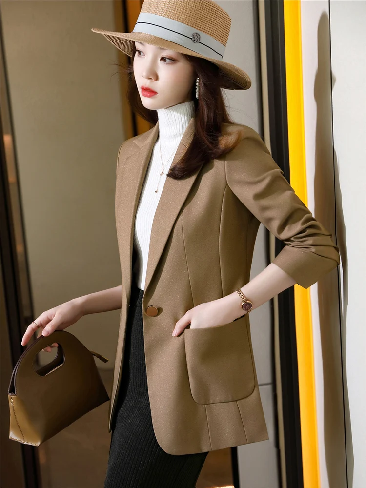 Классический дизайнерский синий Блейзер женские костюмы облегающий Элегантный