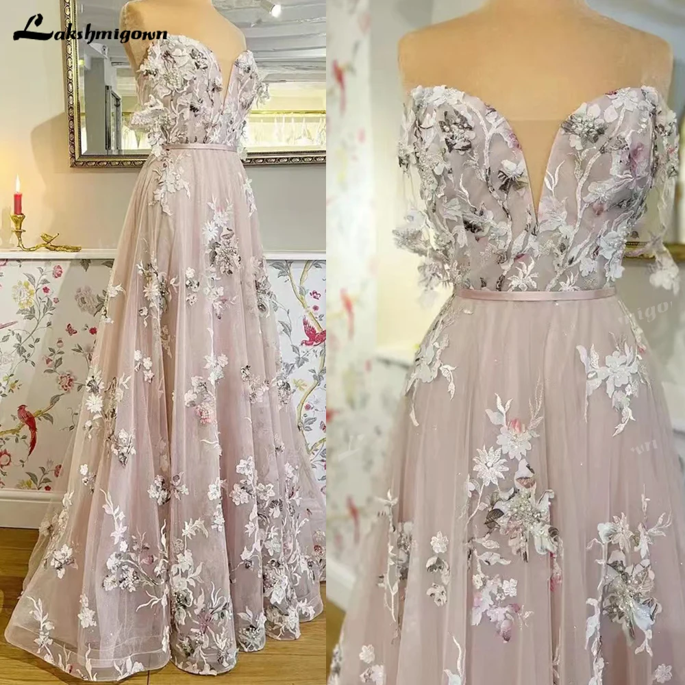 

Женское платье с открытыми плечами, элегантное розовое свадебное платье с аппликацией, ТРАПЕЦИЕВИДНОЕ ПЛАТЬЕ до пола, длинное платье