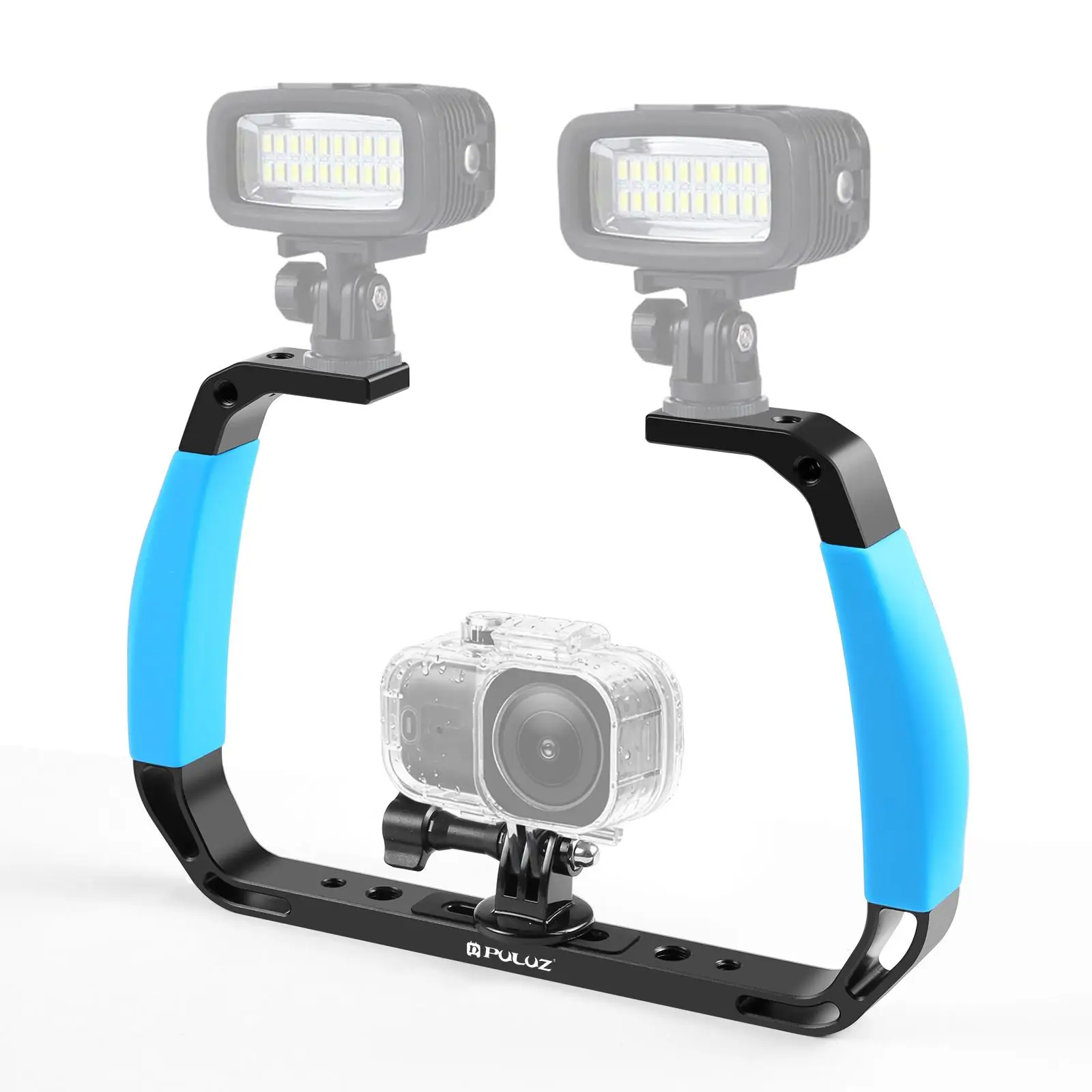 Фото Подводная платформа PULUZ из алюминиевого сплава с двойными силиконовыми ручками для GoPro, DJI OSMO Action, Insta360 и других экшн-камер №2