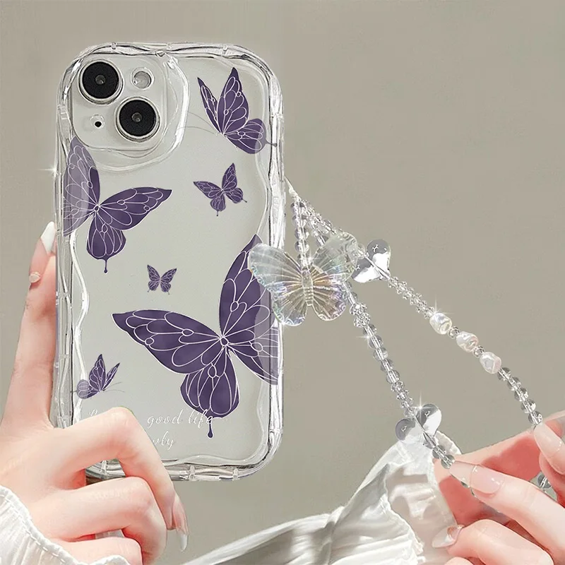 Чехол из ТПУ с 3D цепочкой-бабочкой для Infinix Smart 8 7 Hot 40 Pro 30i 40i Spark 20 10 20C 10C Go