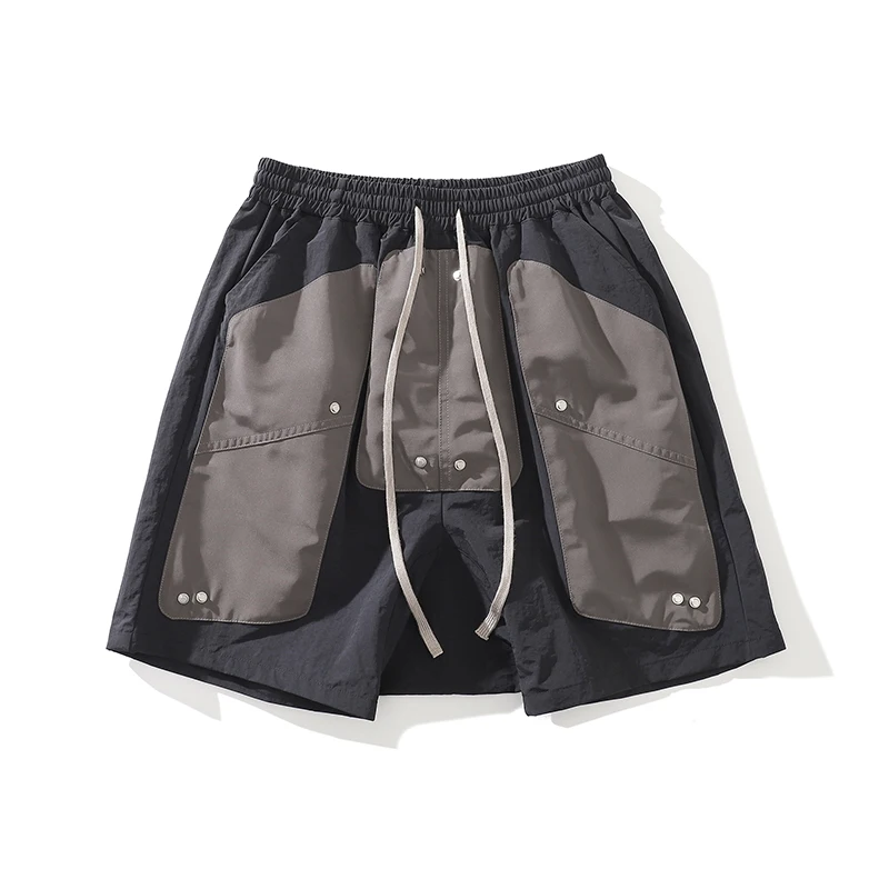 

Color Match Retro Drawstring Mens Casual Shorts Summer Pockets High Street Loose Oversized Five Point Pants Hip Hop Couple Short