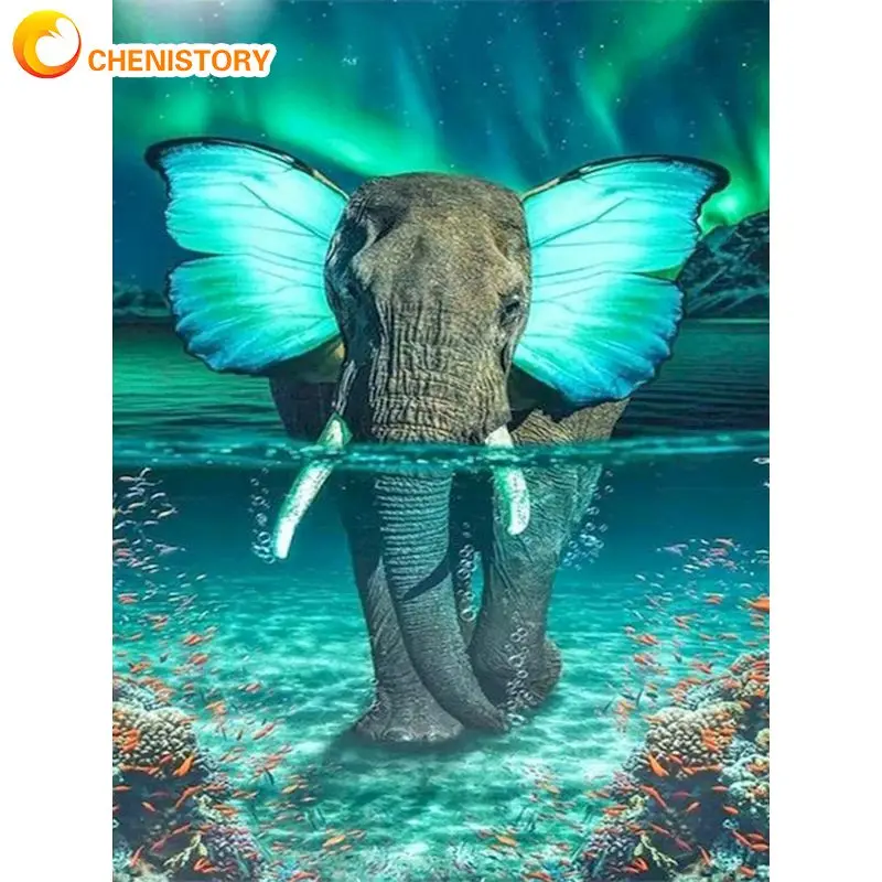 

CHENISTORY 40x50cm Painting By Numbers Elephant For Adults Handmade On Canvas Artwork Diy Set Unique Gift Coloring By Number