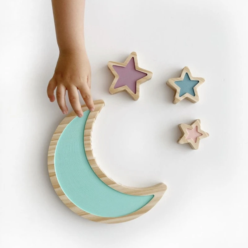 Фото Украшения в виде луны и звезд мягкие настенные украшения для детской комнаты