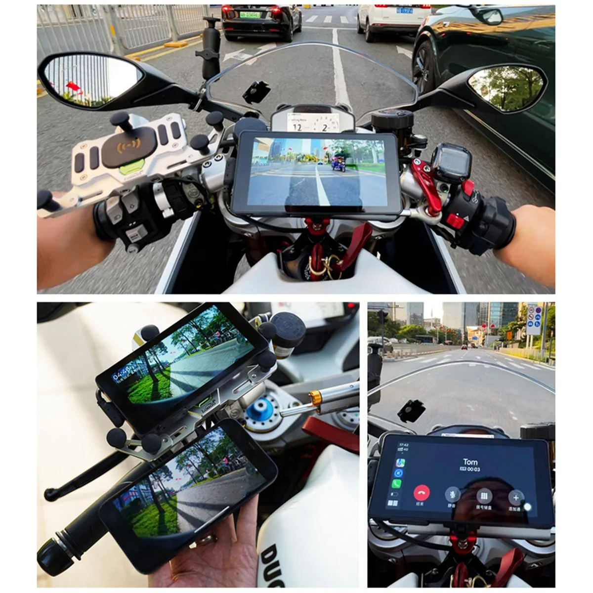 Мотоциклетный видеорегистратор Carplay Android Авто TPMS двойные HD 2K камеры GPS 5-дюймовый