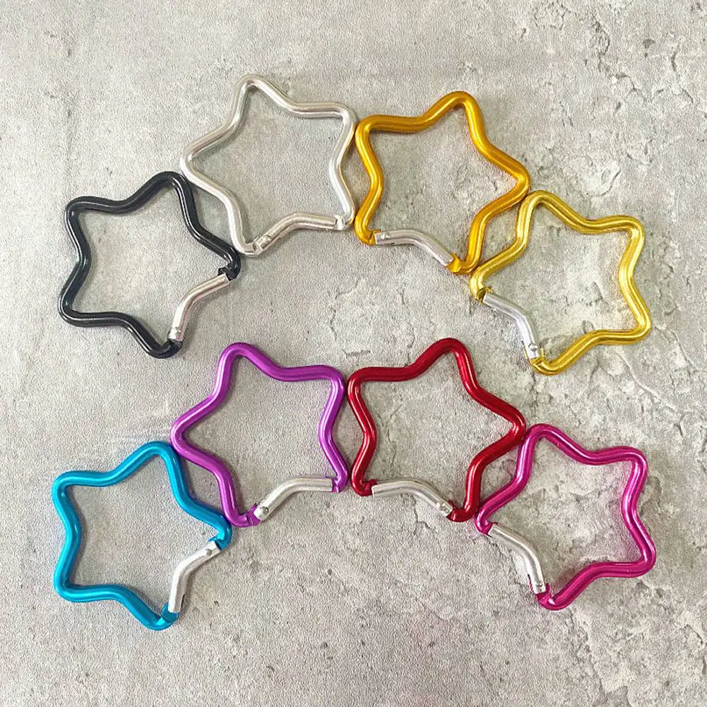 

10Pcs Five-Pointed Star Aluminum Carabiner Key Chain Outdoor Keyring Hook Water Bottle Hanging Buckle Travel Accessories