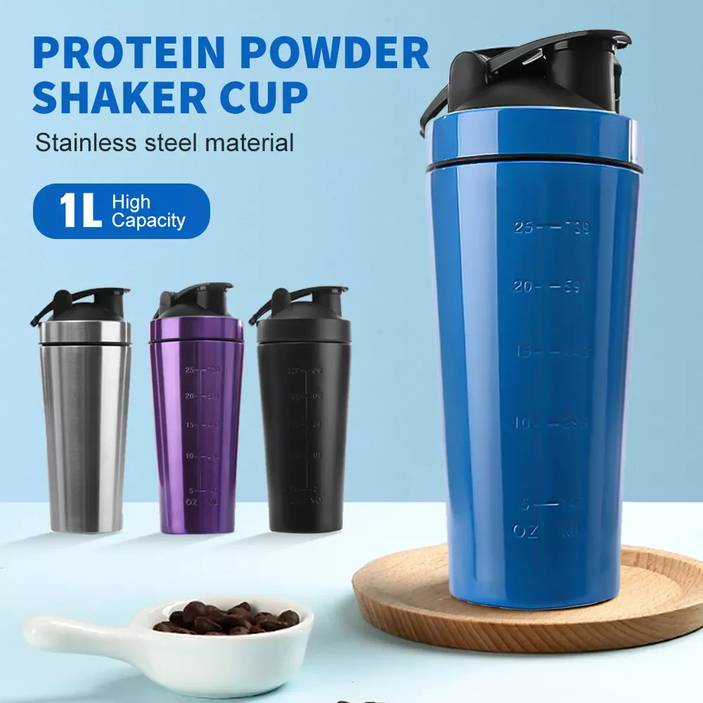 Whey Protein Powder Sports Shaker Bottle For Water Bottles Gym Nutrition Blender Cup Stainless Steel Vacuum Insulation Water Cup