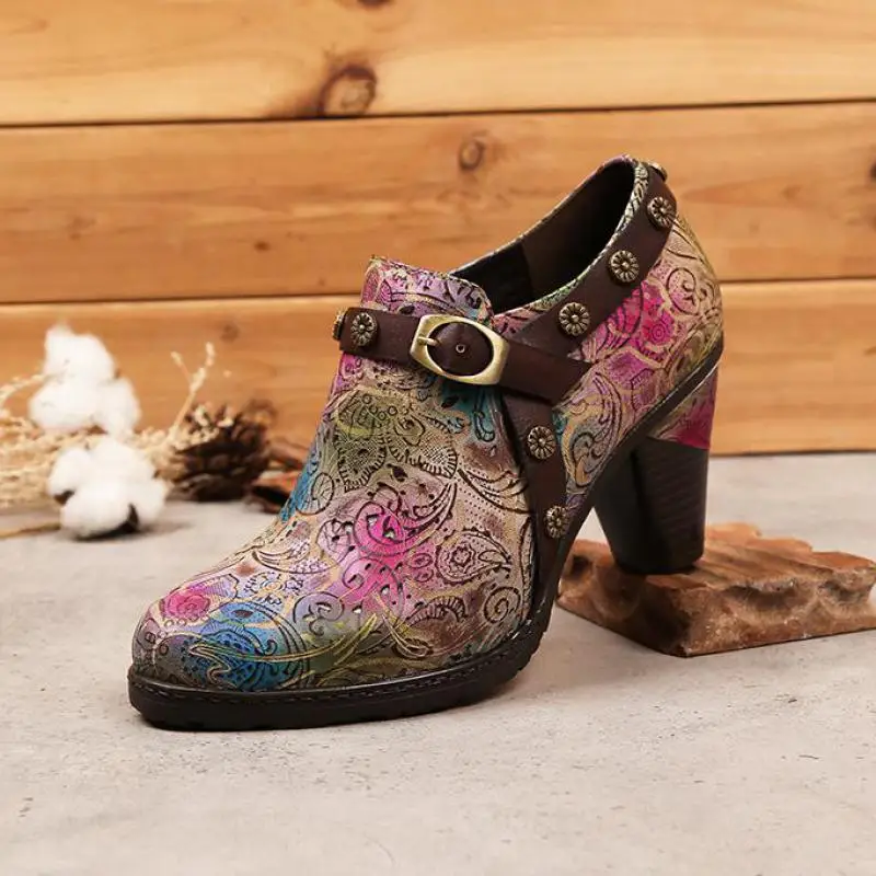 

YourSeason Ladies Pumps 2022 Women Spring Autumn Zip Romantic Round Toe Handmade Leisure Women Genuine Leather Retro Shoes