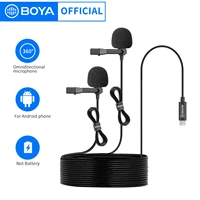 boya by m3d microphone dual head lavalier lapel condensador microfone mic with 6 meters cable compatible with type c interface