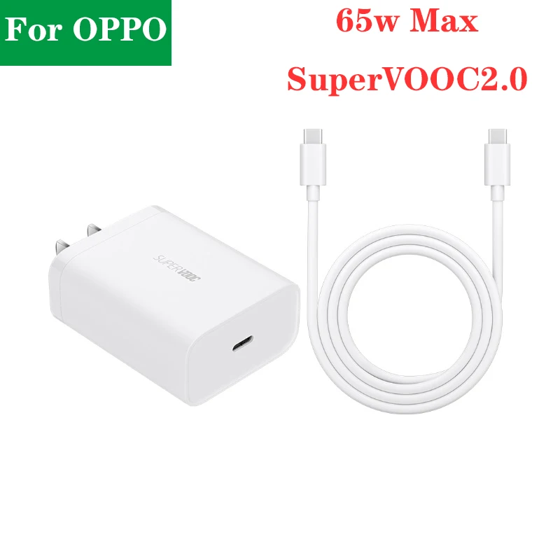 

Оригинальное зарядное устройство для OPPO Find X2 X3 Reno 5 6 7 8 Pro 65 Вт SuperVooc2.0 PD Быстрая зарядка GaN адаптер US EU UK USB C к Type C кабелю