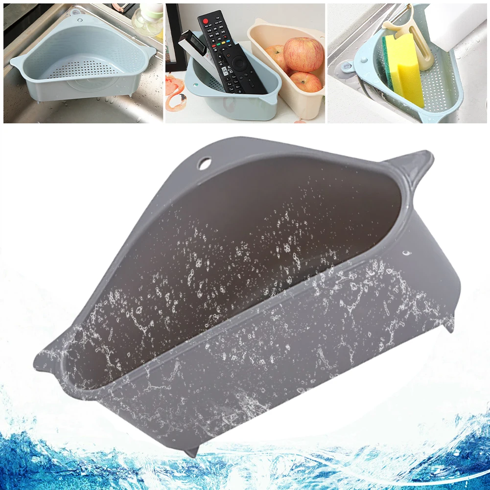

Kitchen Triangular Sink Strainer Drain Fruit Vegetable Drainer Sponge Rack Storage Tool Basket Suction Cup Sink Filter Rack Tool