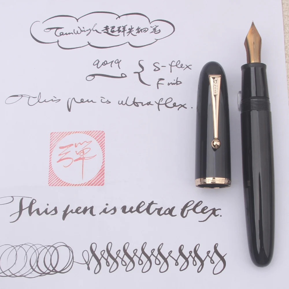 Фото Новая ручка-фонтан Jinhao 9019 Super Elastic Flex Nib, прозрачная, мягкая, гибкая, для скетчинга, с цветочным узором, круглая, готическая, мягкая для письма №4