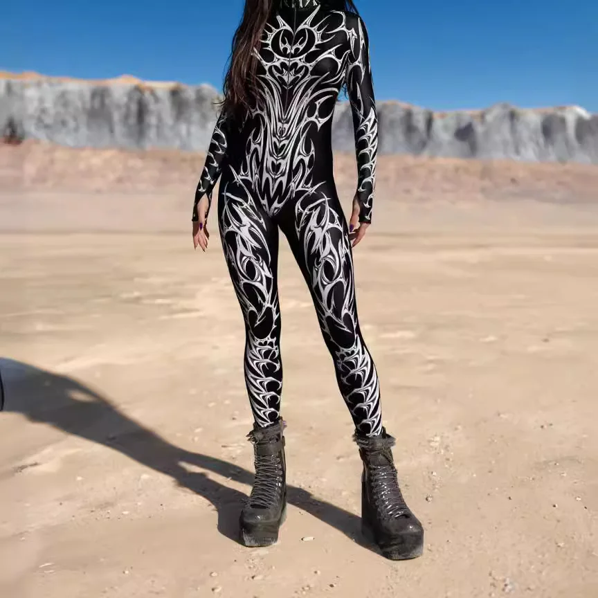 Фото Женский сексуальный костюм Zentai разноцветный комбинезон, готический морфый костюм, женский костюм для косплея, костюм для Хэллоуина, фестиваля, вечеринки №2